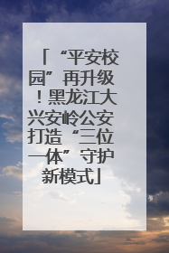 “平安校园”再升级！黑龙江大兴安岭公安打造“三位一体”守护新模式