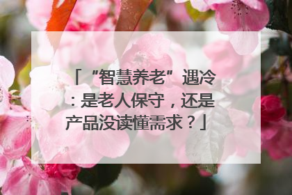 “智慧养老”遇冷：是老人保守，还是产品没读懂需求？
