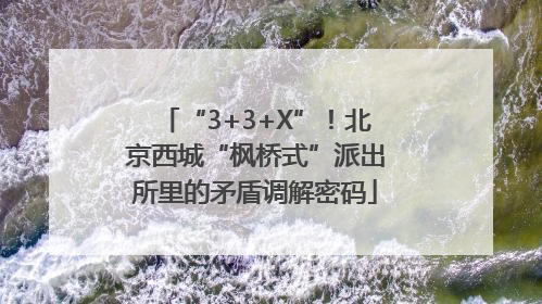 “3+3+X”！北京西城“枫桥式”派出所里的矛盾调解密码