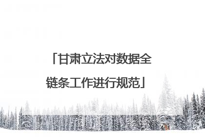 甘肃立法对数据全链条工作进行规范