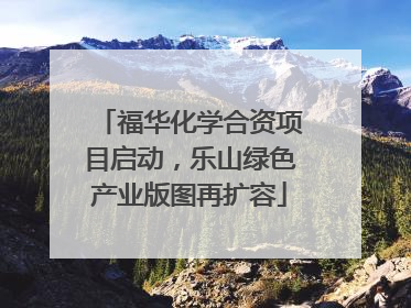 福华化学合资项目启动，乐山绿色产业版图再扩容