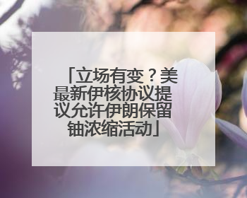 立场有变？美最新伊核协议提议允许伊朗保留铀浓缩活动