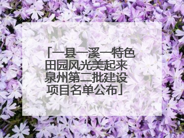 一县一溪一特色 田园风光美起来 泉州第二批建设项目名单公布