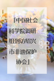 中国社会科学院调研组到访绍兴市非遗保护协会