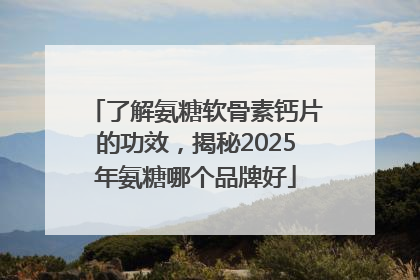 了解氨糖软骨素钙片的功效，揭秘2025年氨糖哪个品牌好