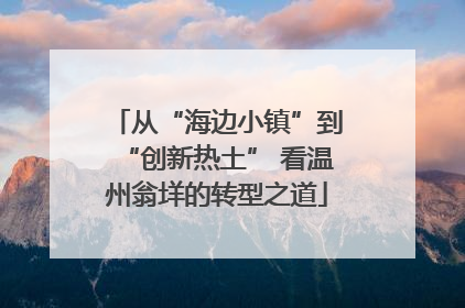 从“海边小镇”到“创新热土” 看温州翁垟的转型之道