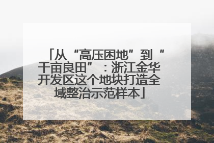 从“高压困地”到“千亩良田”：浙江金华开发区这个地块打造全域整治示范样本