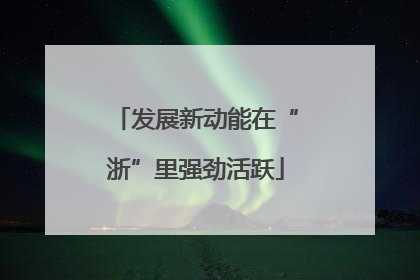 发展新动能在“浙”里强劲活跃