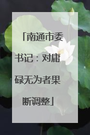 南通市委书记：对庸碌无为者果断调整
