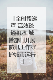 全时段巡查 高效疏通积水 城管部门开展防汛工作守护城市运行