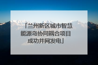 兰州新区城市智慧能源岛协同耦合项目成功并网发电