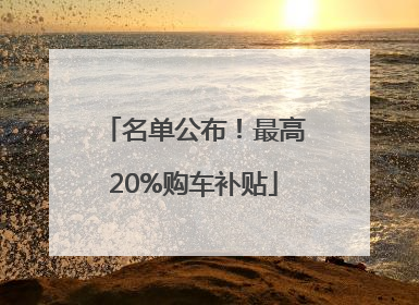 名单公布！最高20%购车补贴