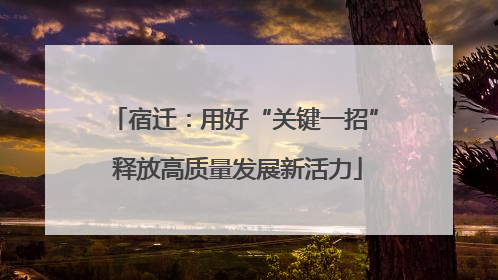 宿迁：用好“关键一招” 释放高质量发展新活力
