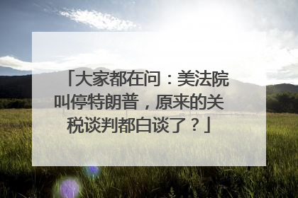 大家都在问：美法院叫停特朗普，原来的关税谈判都白谈了？