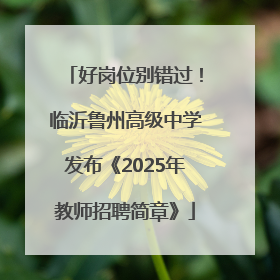 好岗位别错过！临沂鲁州高级中学发布《2025年教师招聘简章》