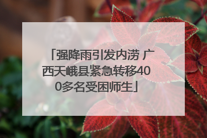 强降雨引发内涝 广西天峨县紧急转移400多名受困师生