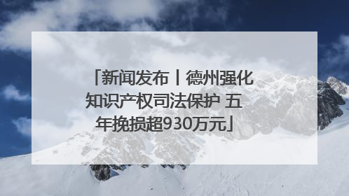 新闻发布丨德州强化知识产权司法保护 五年挽损超930万元