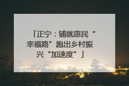 正宁：铺就惠民“幸福路”跑出乡村振兴“加速度”