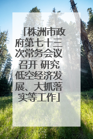 株洲市政府第七十三次常务会议召开 研究低空经济发展、大抓落实等工作