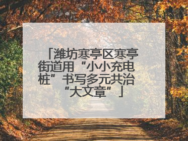 潍坊寒亭区寒亭街道用“小小充电桩”书写多元共治“大文章”