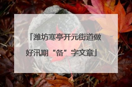 潍坊寒亭开元街道做好汛期“备”字文章