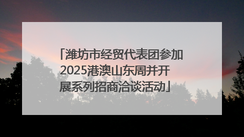 潍坊市经贸代表团参加2025港澳山东周并开展系列招商洽谈活动