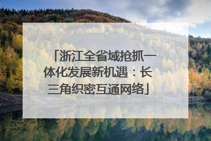 浙江全省域抢抓一体化发展新机遇：长三角织密互通网络
