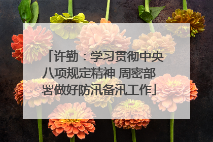 许勤：学习贯彻中央八项规定精神 周密部署做好防汛备汛工作