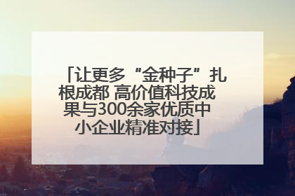 让更多“金种子”扎根成都 高价值科技成果与300余家优质中小企业精准对接