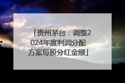 贵州茅台：调整2024年度利润分配方案每股分红金额