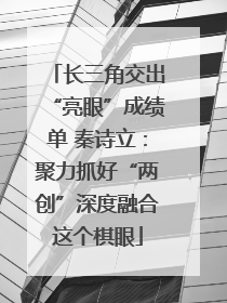 长三角交出“亮眼”成绩单 秦诗立：聚力抓好“两创”深度融合这个棋眼