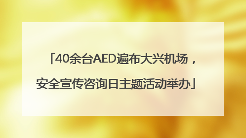 40余台AED遍布大兴机场，安全宣传咨询日主题活动举办